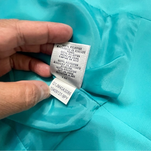 KASPER Scalloped Hen / Edge Turquoise Jacket size 4 - Picture 8 of 10